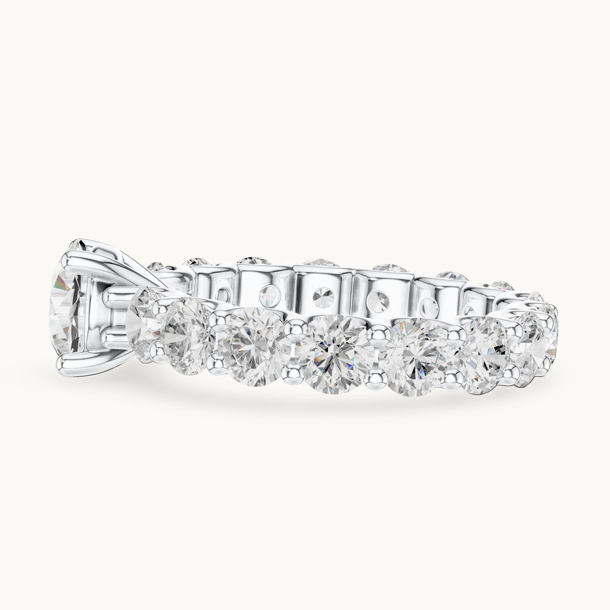 Round lab-grown diamond full eternity engagement ring in white gold, 4.05 CT TW, view 3