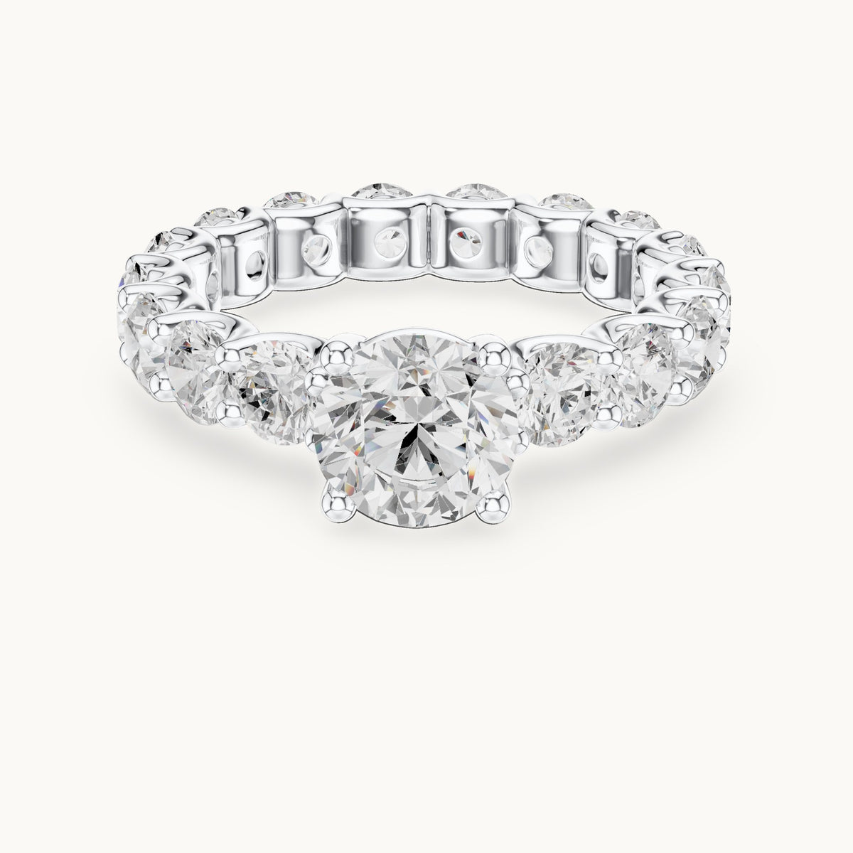 Round lab-grown diamond full eternity engagement ring in white gold, 4.05 CT TW, view 4