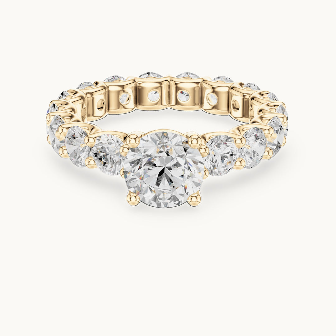 Round lab-grown diamond full eternity engagement ring in yellow gold, 4.05 CT TW, view 4