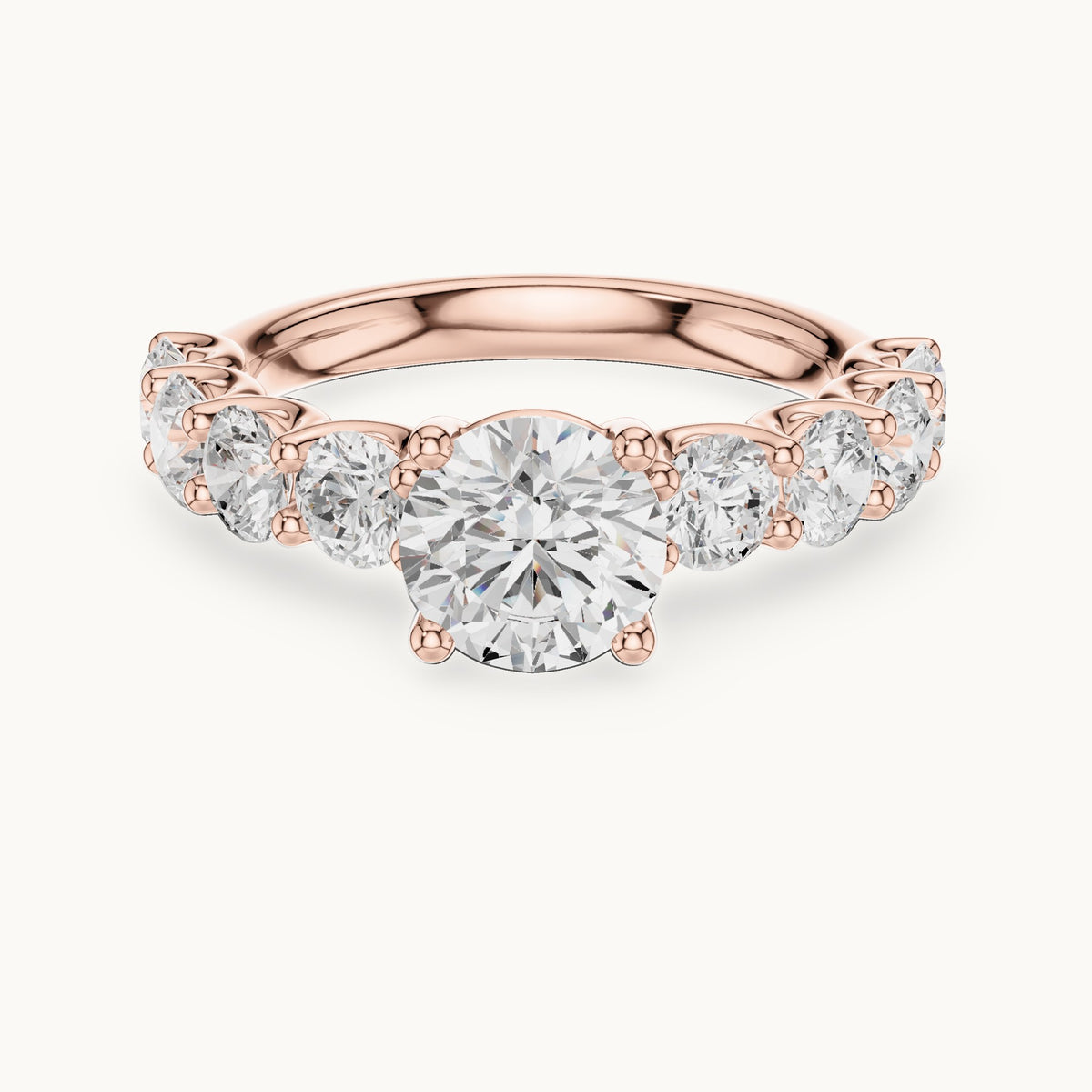 Round lab-grown diamond side stone engagement ring in rose gold, 2.65 CT TW, view 4