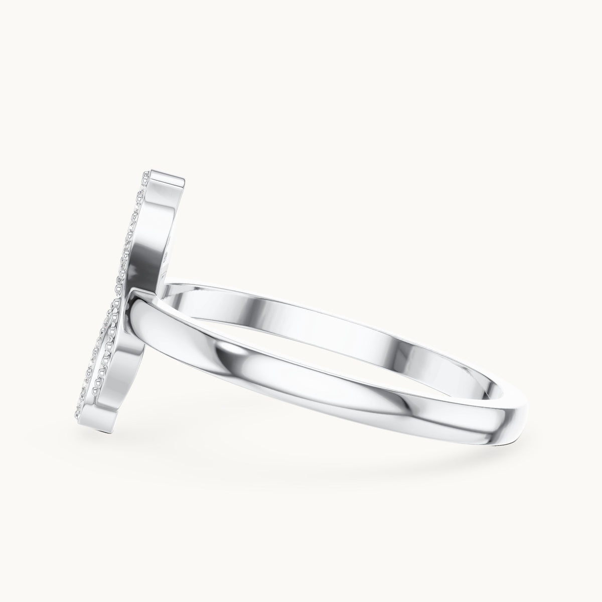 Round lab-grown diamond pavé wave ring in white gold, 0.094 CT TW, view 3