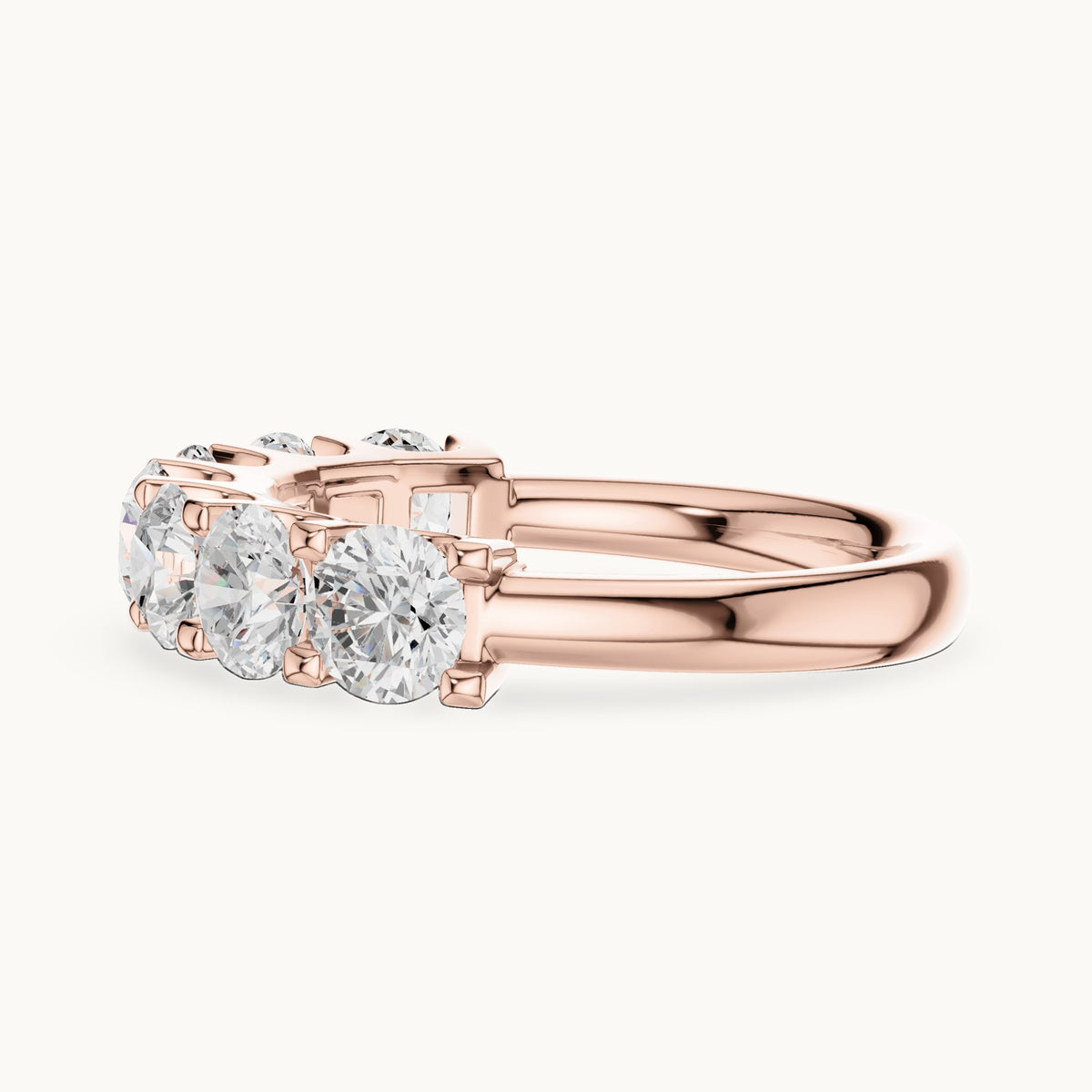 Round lab-grown diamond seven-stone half eternity band in rose gold, 2.166 CT TW, view 3