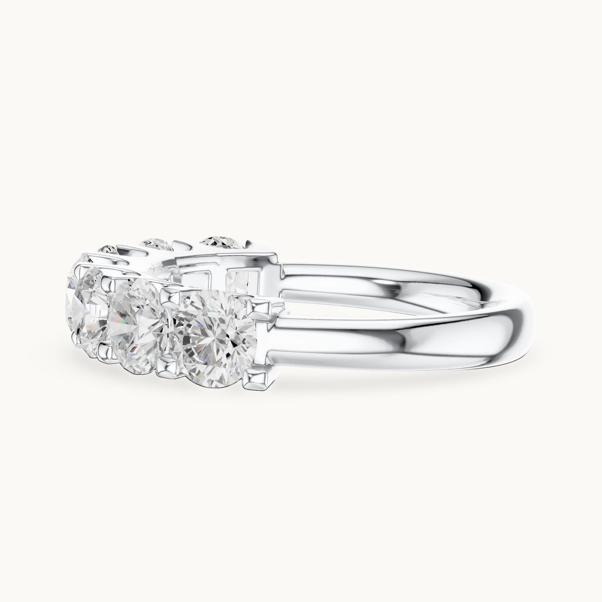Round lab-grown diamond seven-stone half eternity band in white gold, 2.166 CT TW, view 3
