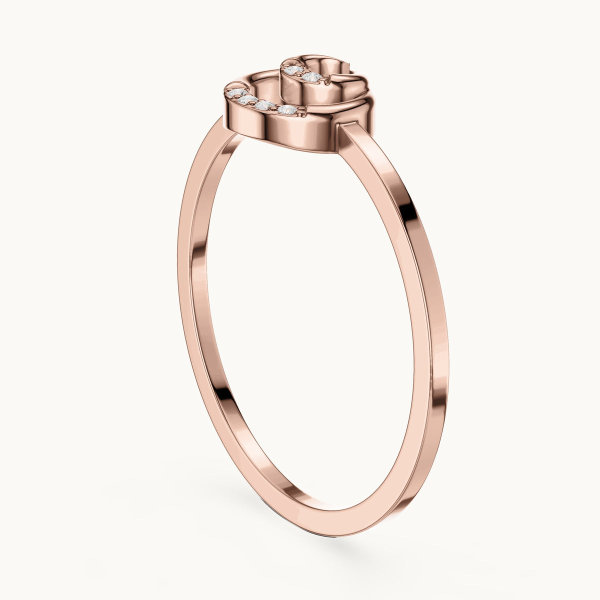 Round lab-grown diamond open swirl circle ring in rose gold, 0.018 CT TW, view 1