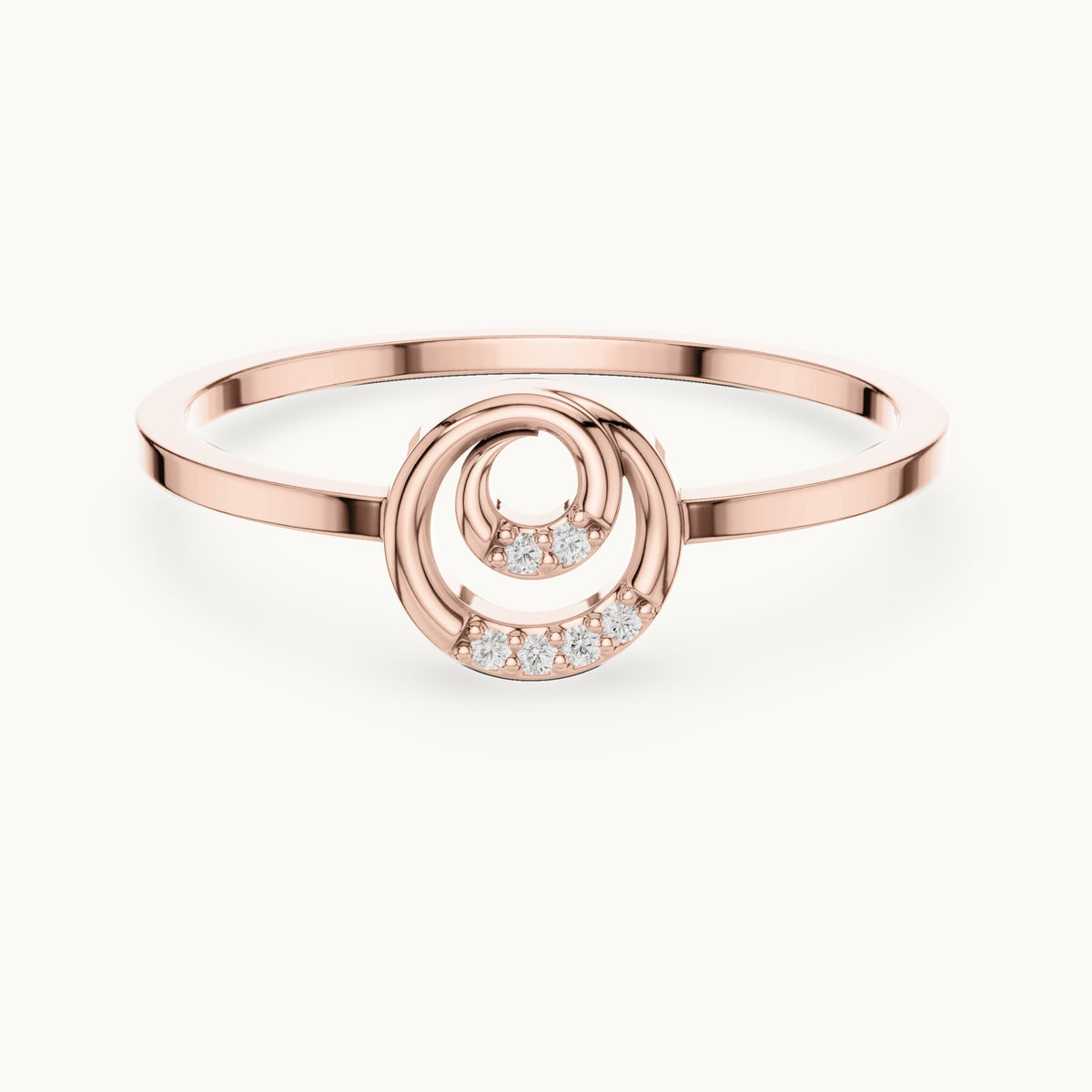 Round lab-grown diamond open swirl circle ring in rose gold, 0.018 CT TW, view 4