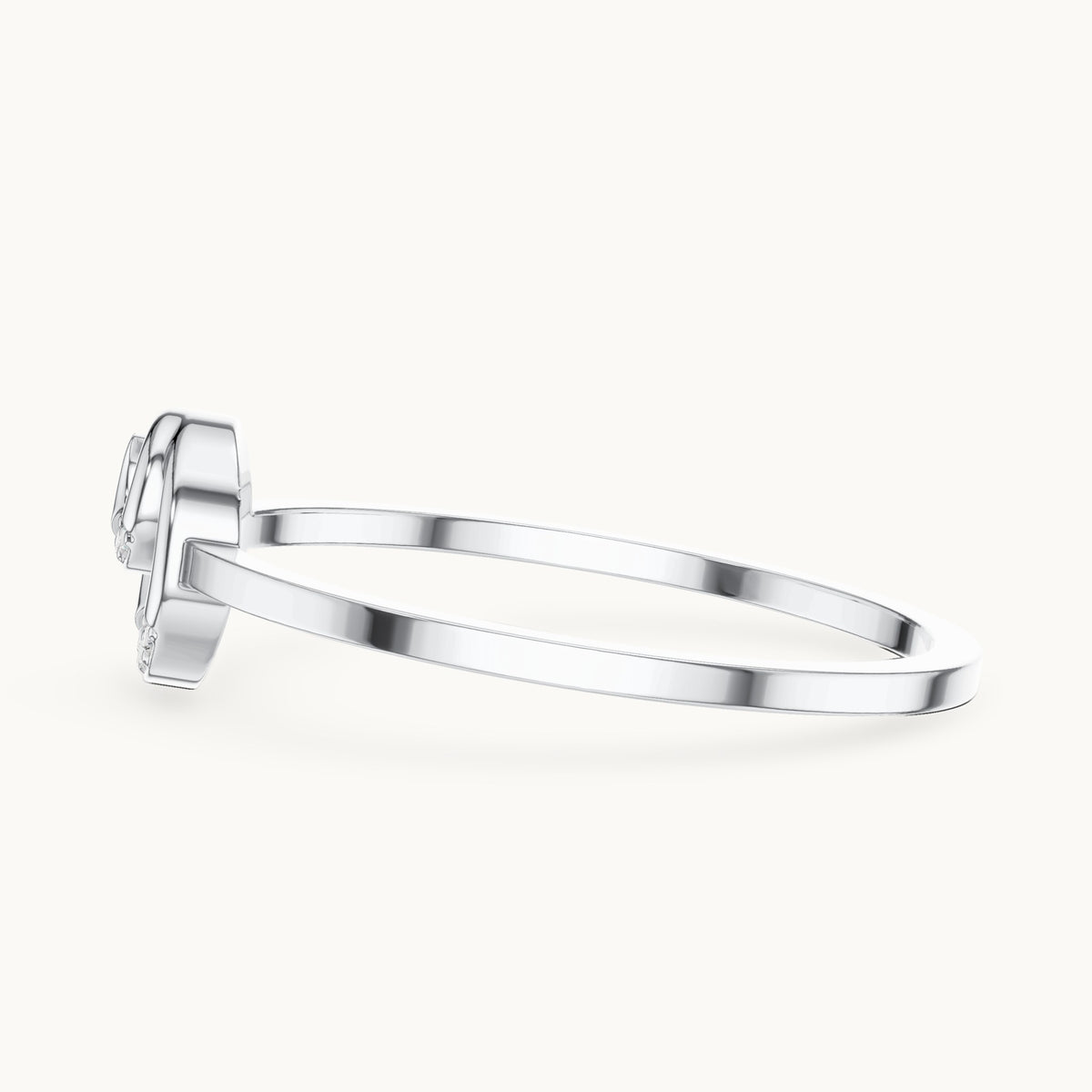 Round lab-grown diamond open swirl circle ring in white gold, 0.018 CT TW, view 3
