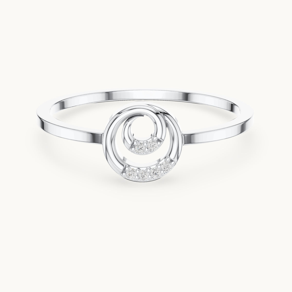 Round lab-grown diamond open swirl circle ring in white gold, 0.018 CT TW, view 4