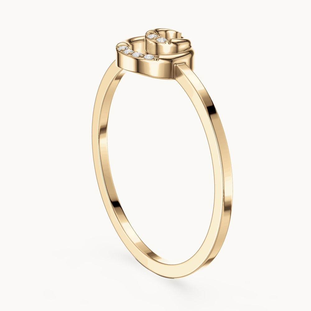 Round lab-grown diamond open swirl circle ring in yellow gold, 0.018 CT TW, view 1