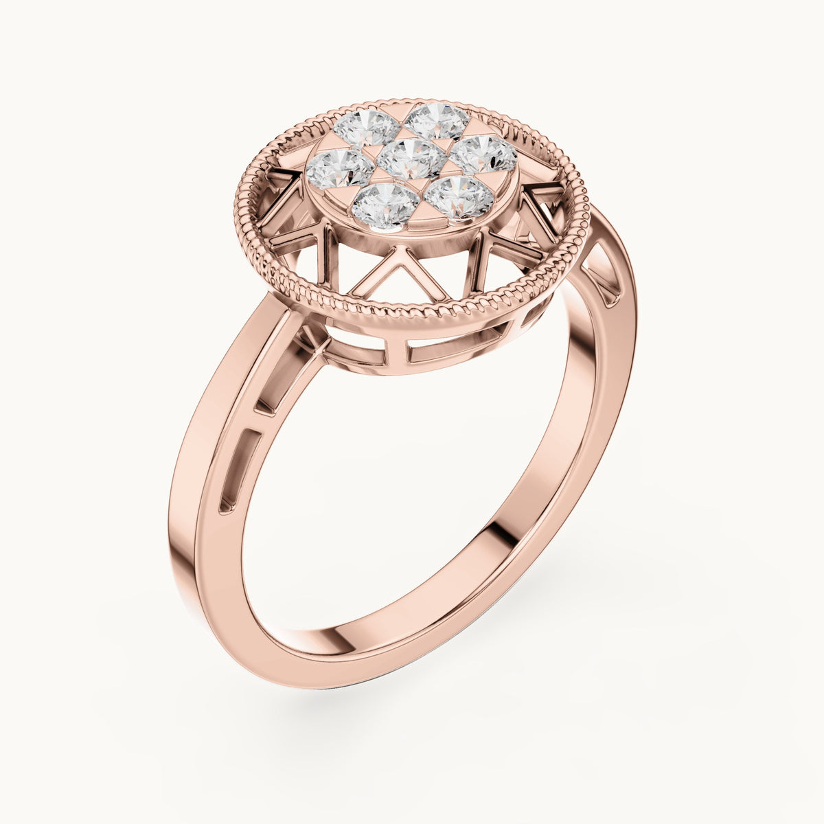 Round lab-grown diamond cluster ring in rose gold, 0.35 CT TW, view 2