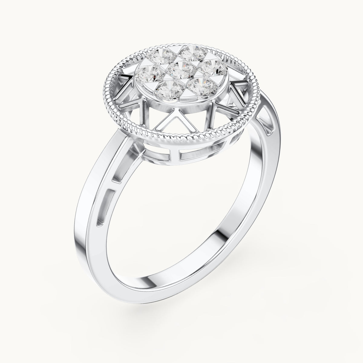 Round lab-grown diamond cluster ring in white gold, 0.35 CT TW, view 2