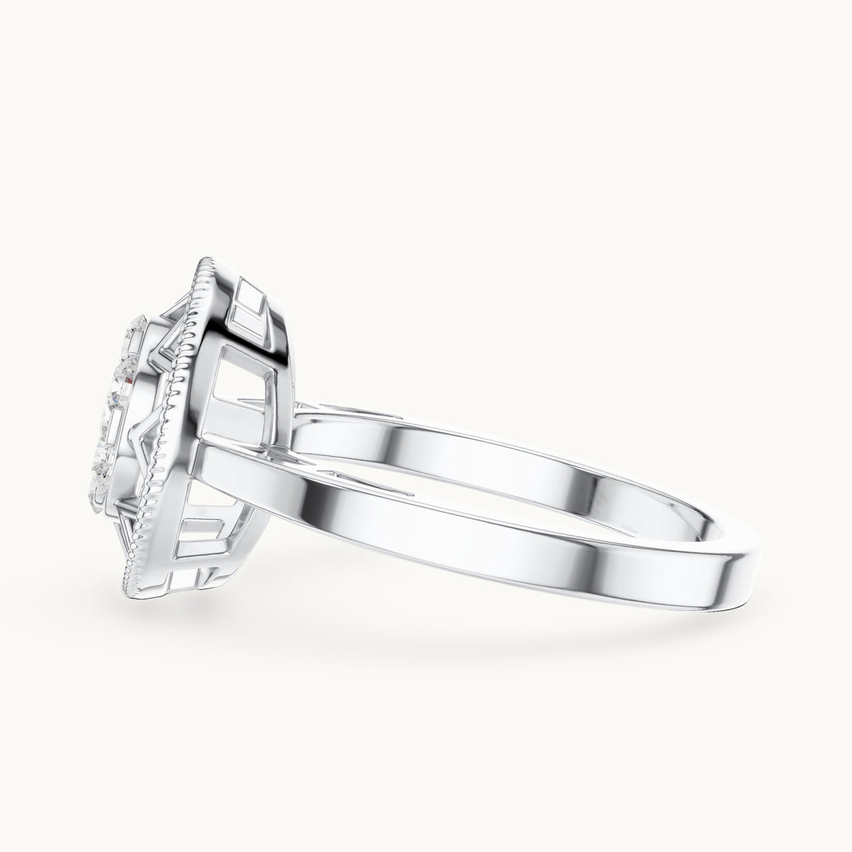 Round lab-grown diamond cluster ring in white gold, 0.35 CT TW, view 3