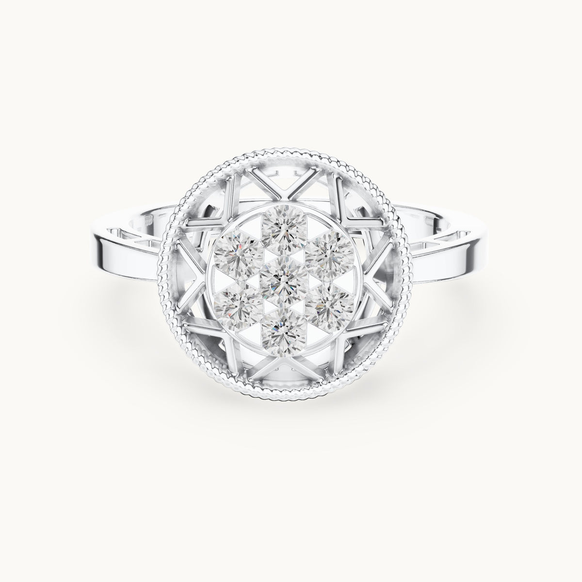 Round lab-grown diamond cluster ring in white gold, 0.35 CT TW, view 4