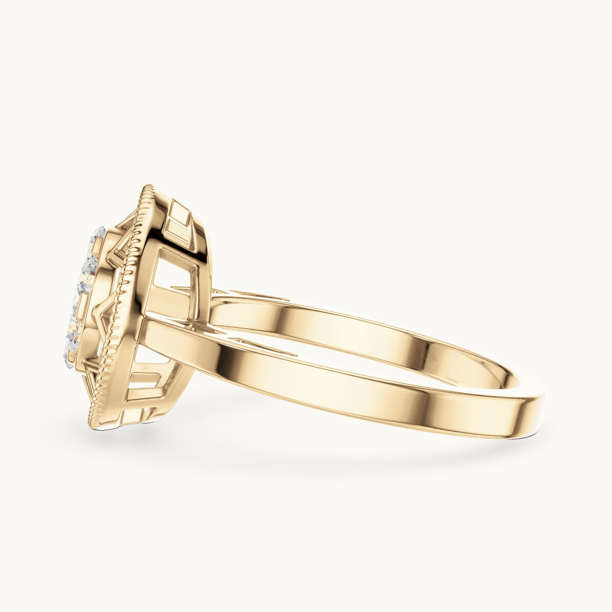 Round lab-grown diamond cluster ring in yellow gold, 0.35 CT TW, view 3