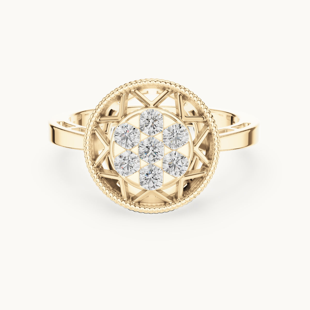 Round lab-grown diamond cluster ring in yellow gold, 0.35 CT TW, view 4