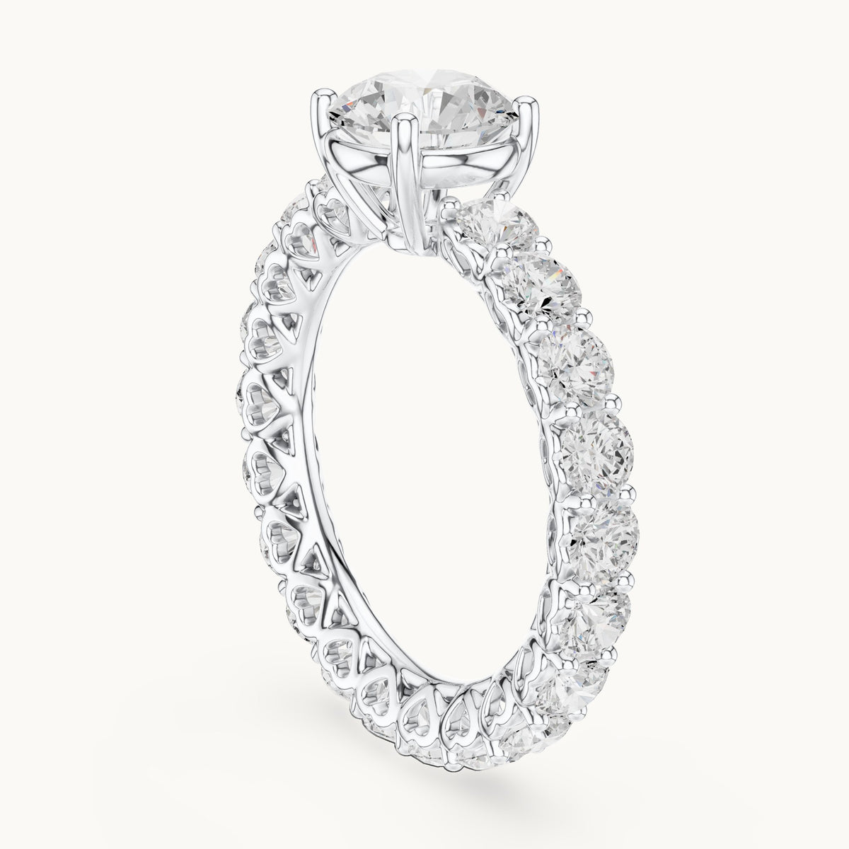 Round lab-grown diamond full eternity engagement ring in white gold, 3.94 CT TW, view 1