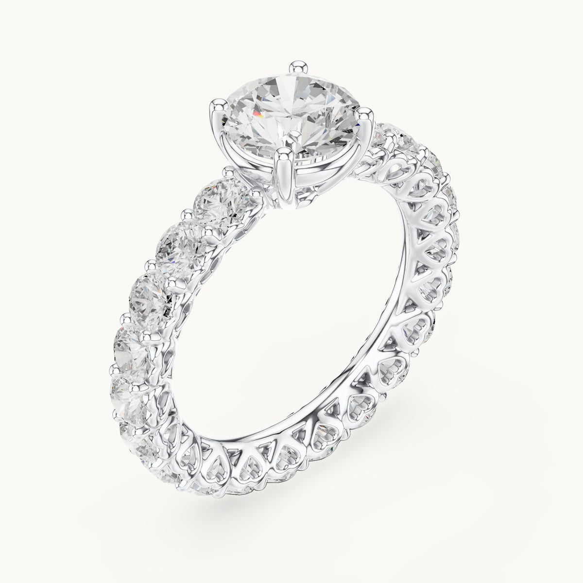 Round lab-grown diamond full eternity engagement ring in white gold, 3.94 CT TW, view 2