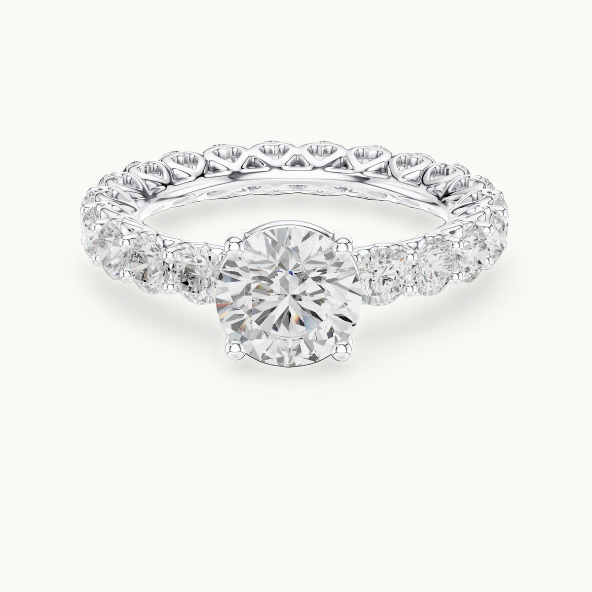 Round lab-grown diamond full eternity engagement ring in white gold, 3.94 CT TW, view 4