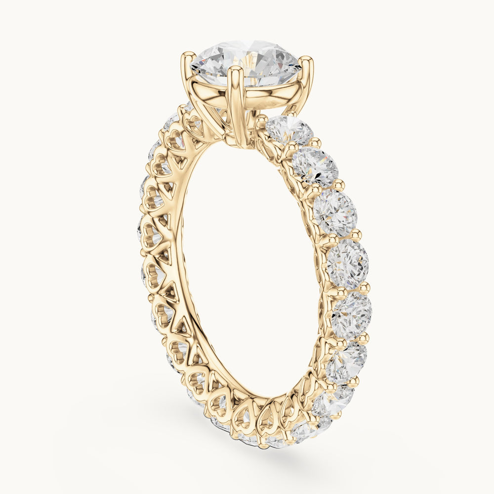 Round lab-grown diamond full eternity engagement ring in yellow gold, 3.94 CT TW, view 1