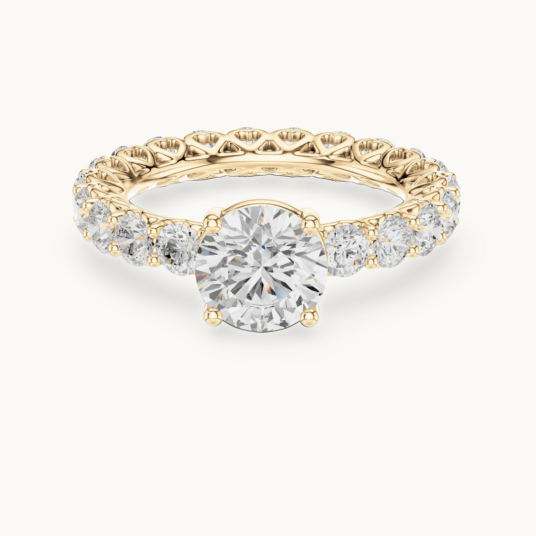 Round lab-grown diamond full eternity engagement ring in yellow gold, 3.94 CT TW, view 4