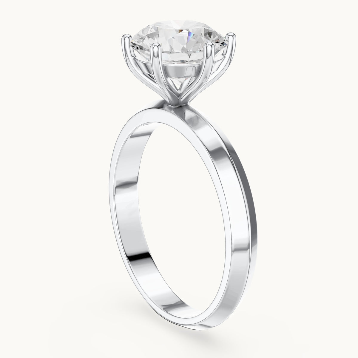Round lab-grown diamond solitaire engagement ring in white gold, 2.00 CT TW, view 1