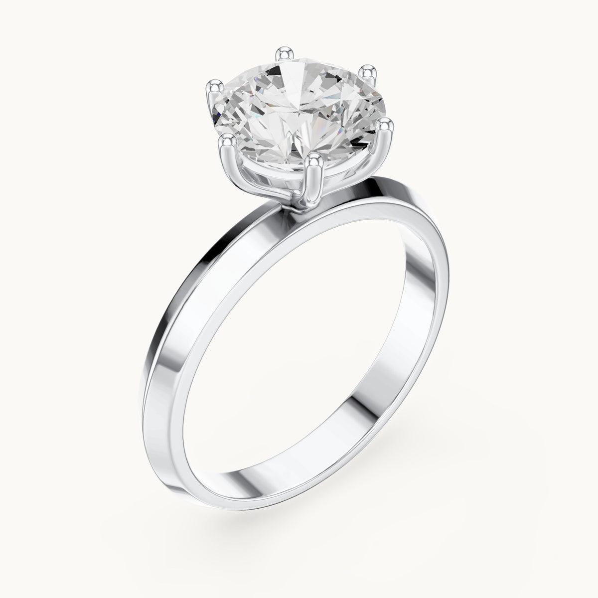 Round lab-grown diamond solitaire engagement ring in white gold, 2.00 CT TW, view 2