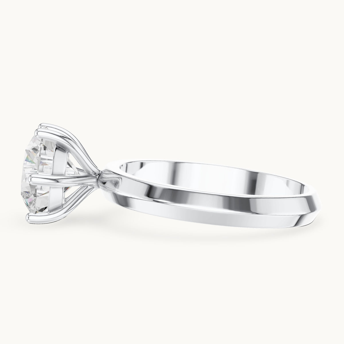 Round lab-grown diamond solitaire engagement ring in white gold, 2.00 CT TW, view 3