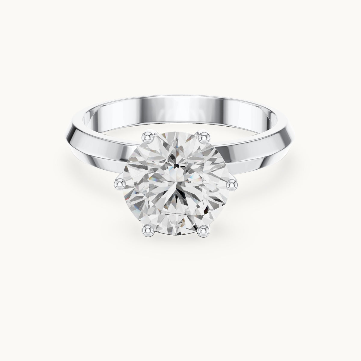 Round lab-grown diamond solitaire engagement ring in white gold, 2.00 CT TW, view 4