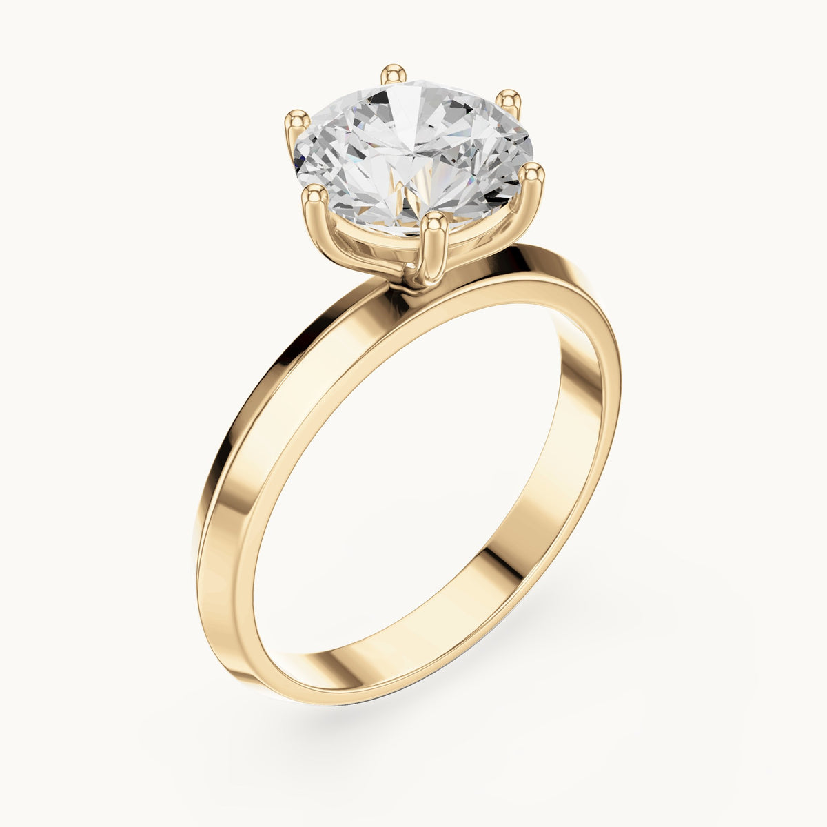 Round lab-grown diamond solitaire engagement ring in yellow gold, 2.00 CT TW, view 2