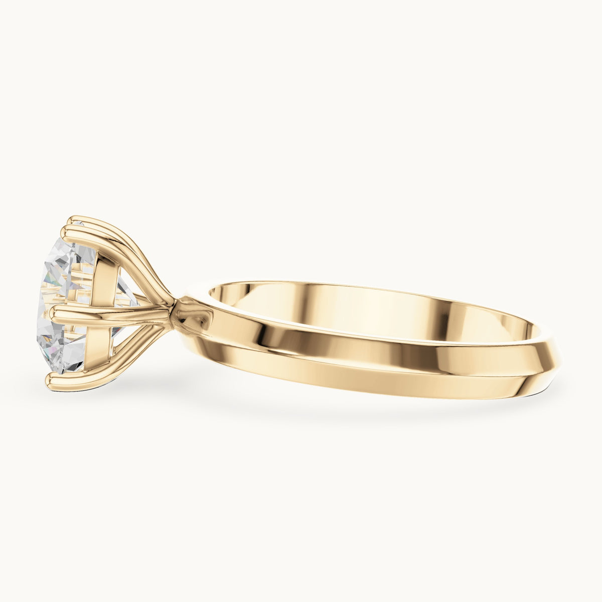 Round lab-grown diamond solitaire engagement ring in yellow gold, 2.00 CT TW, view 3