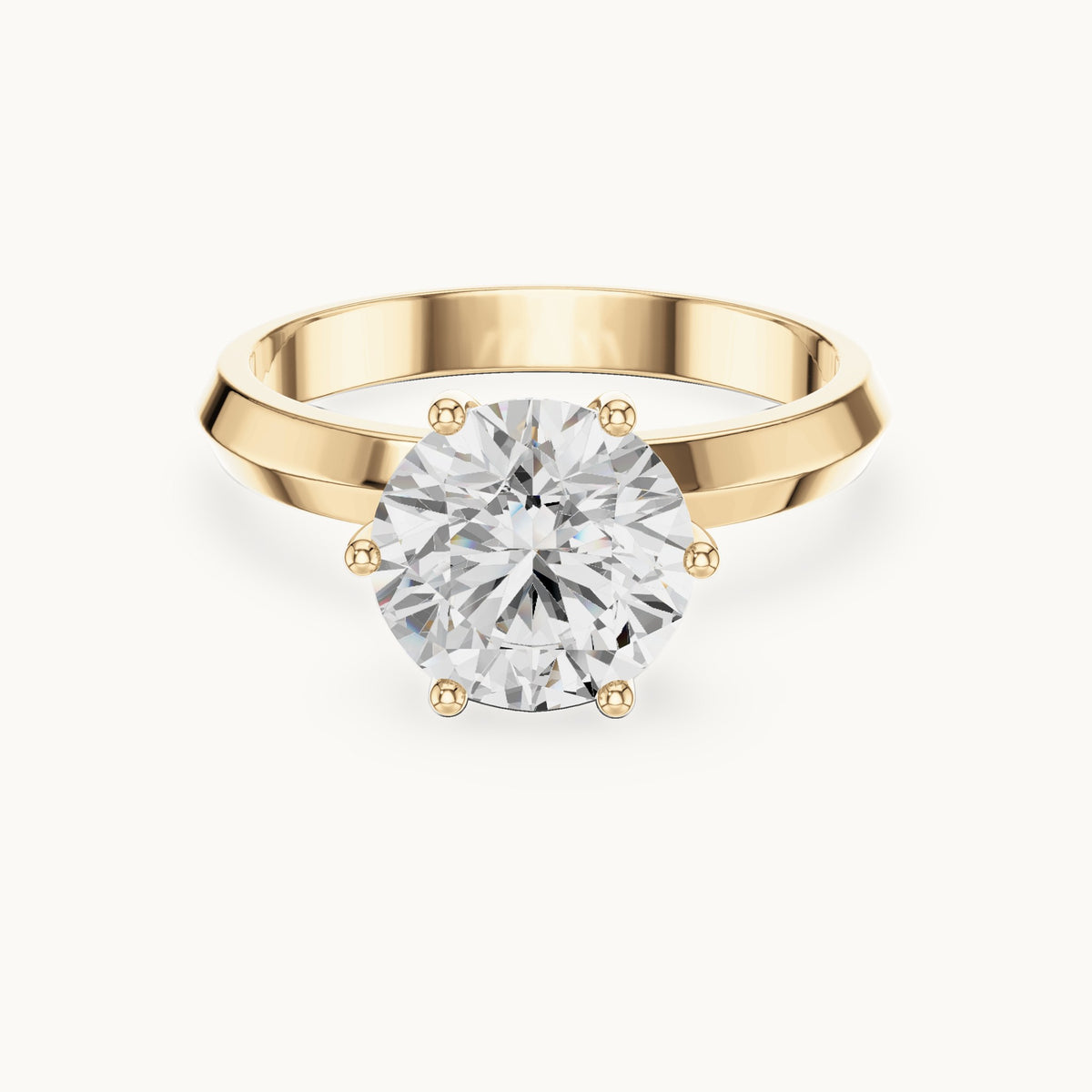 Round lab-grown diamond solitaire engagement ring in yellow gold, 2.00 CT TW, view 4