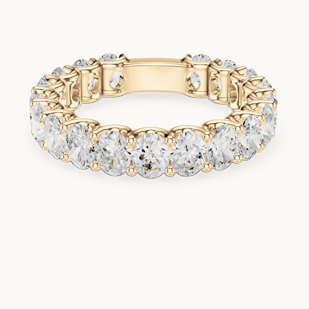 Oval lab-grown diamond full eternity band in yellow gold, 3.04 CT TW, view 4