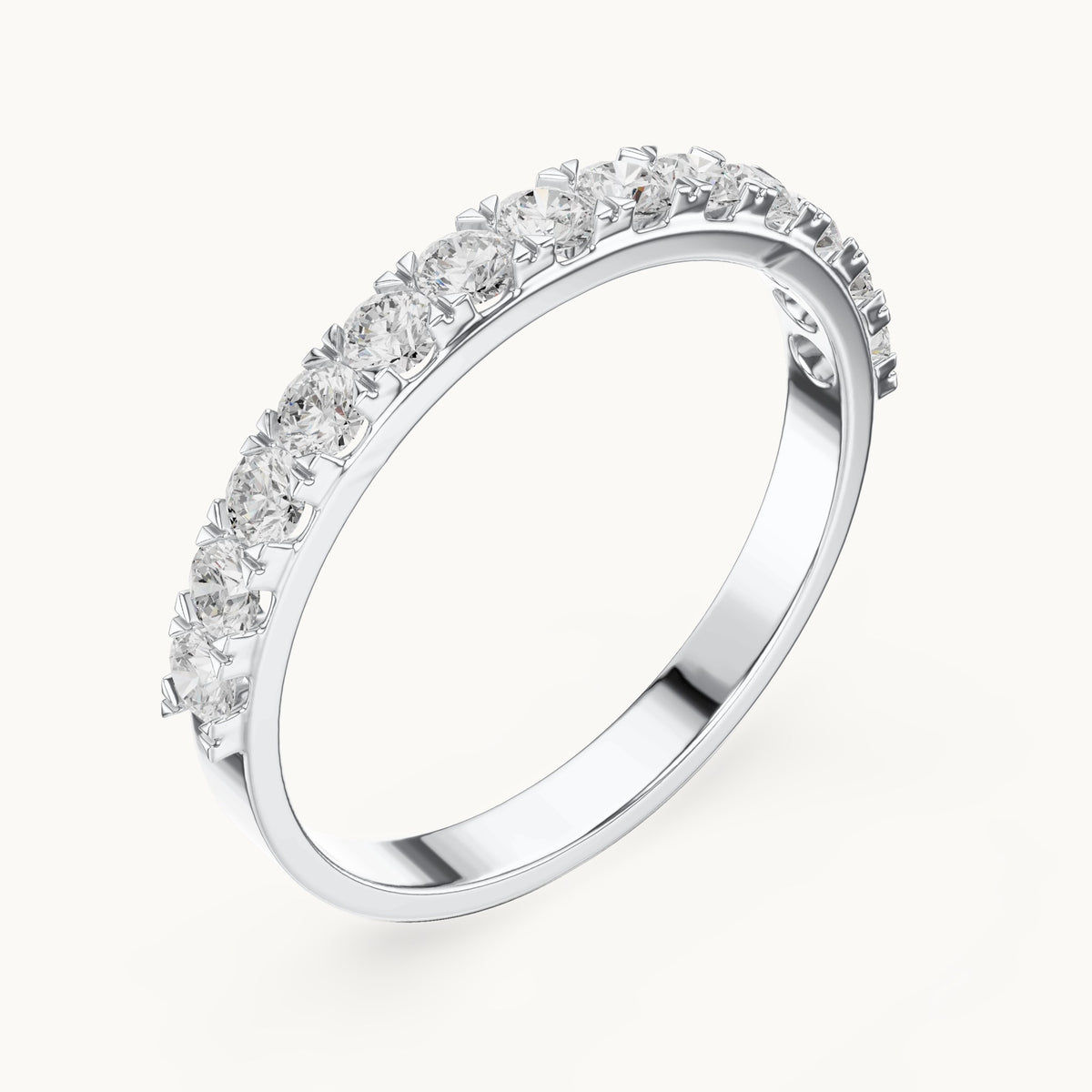 Round lab-grown diamond half eternity band in white gold, 0.455 CT TW, view 2