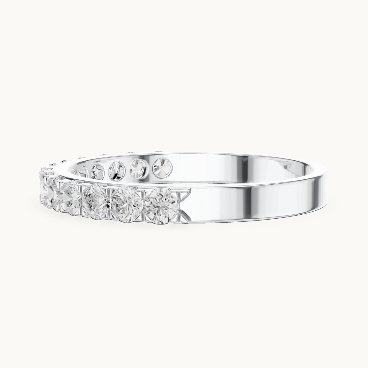 Round lab-grown diamond half eternity band in white gold, 0.455 CT TW, view 3
