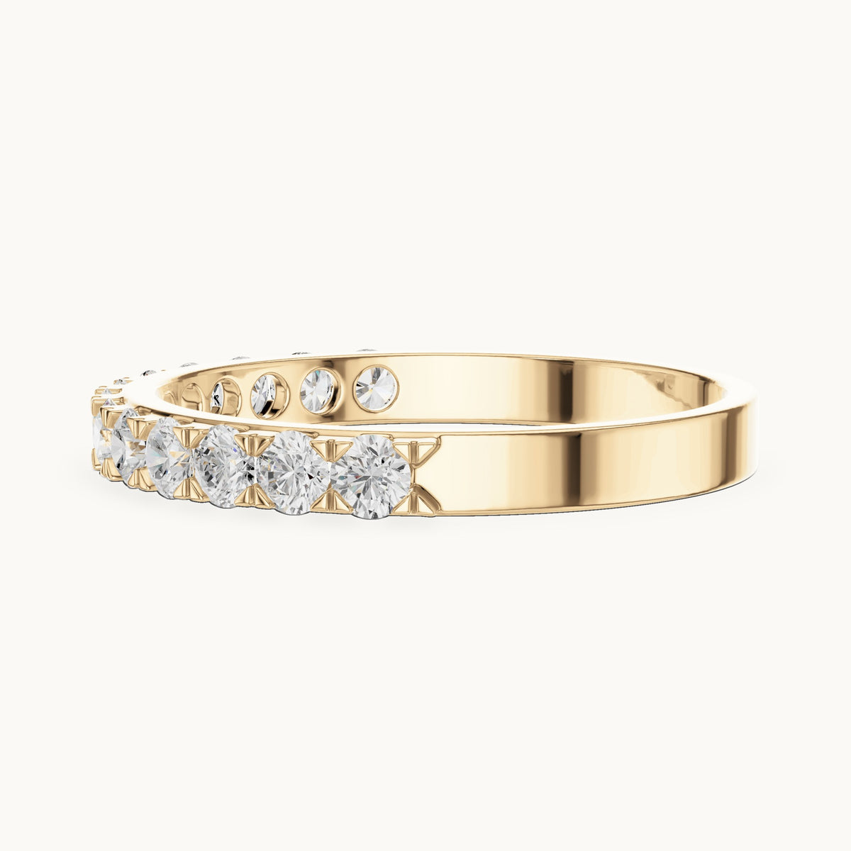 Round lab-grown diamond half eternity band in yellow gold, 0.455 CT TW, view 3