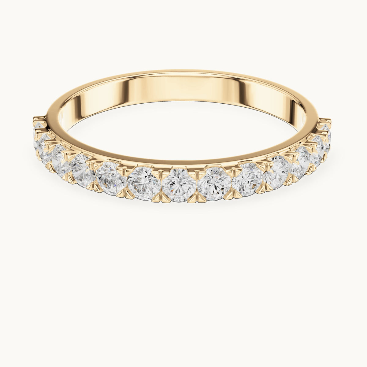 Round lab-grown diamond half eternity band in yellow gold, 0.455 CT TW, view 4
