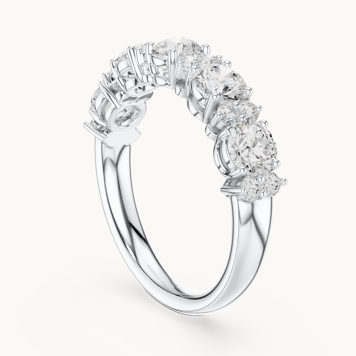 Round lab-grown diamond five-stone anniversary band in white gold, 1.583 CT TW, view 1