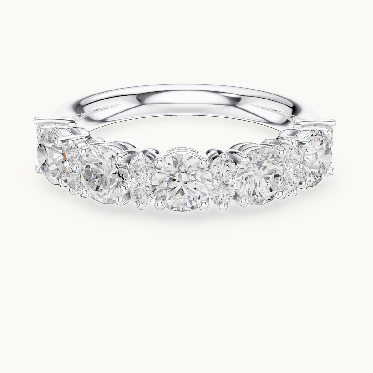 Round lab-grown diamond five-stone anniversary band in white gold, 1.583 CT TW, view 4