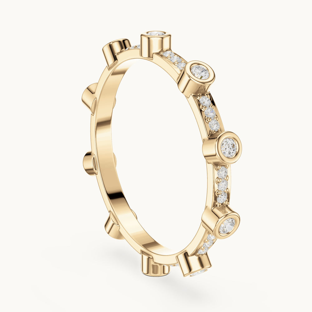 Round lab-grown diamond bezel station eternity band in yellow gold, 0.37 CT TW, view 1