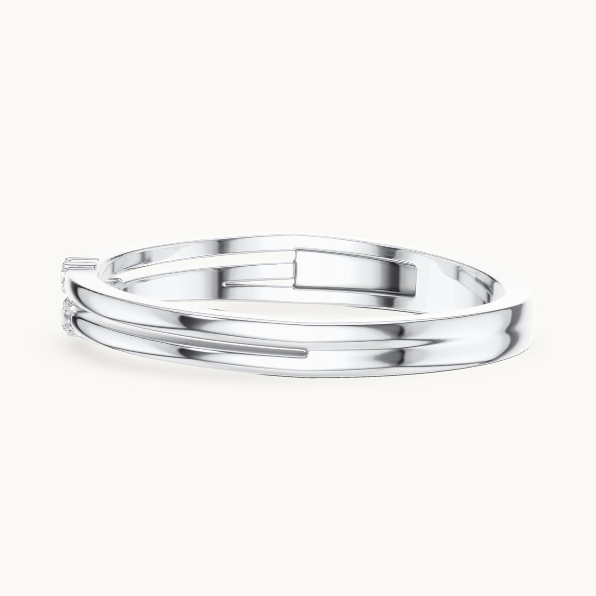 Round lab-grown diamond double row three-stone stackable ring in white gold, 0.024 CT TW, view 3