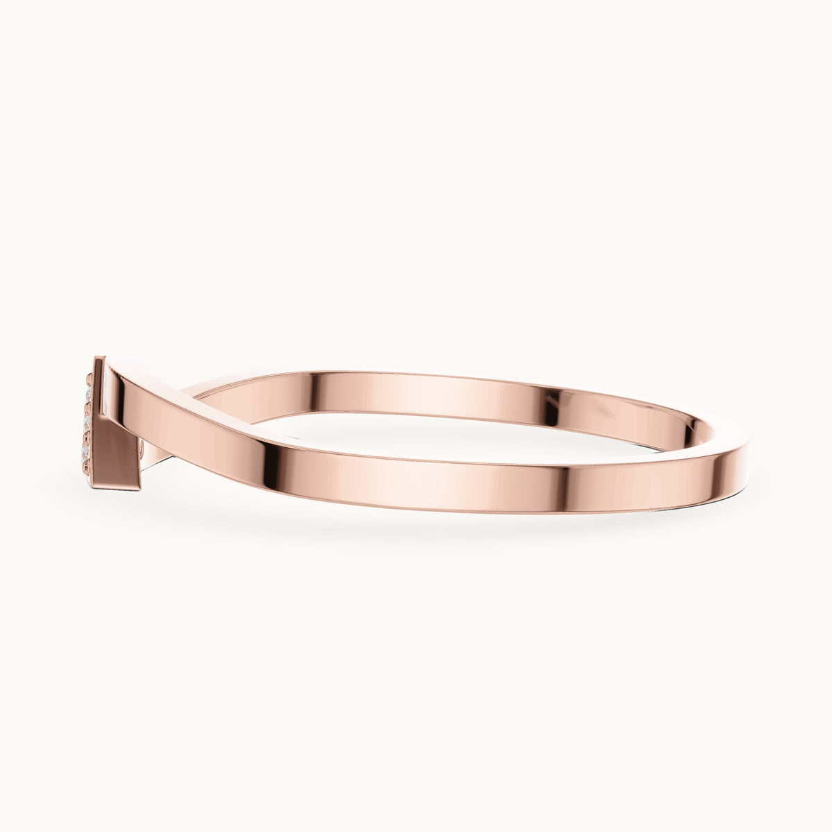 Round lab-grown diamond triangle stackable ring in rose gold, 0.018 CT TW, view 3