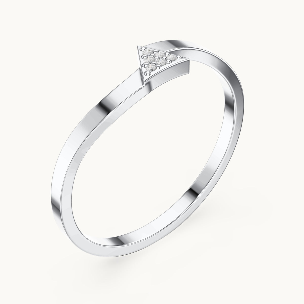 Round lab-grown diamond triangle stackable ring in white gold, 0.018 CT TW, view 2