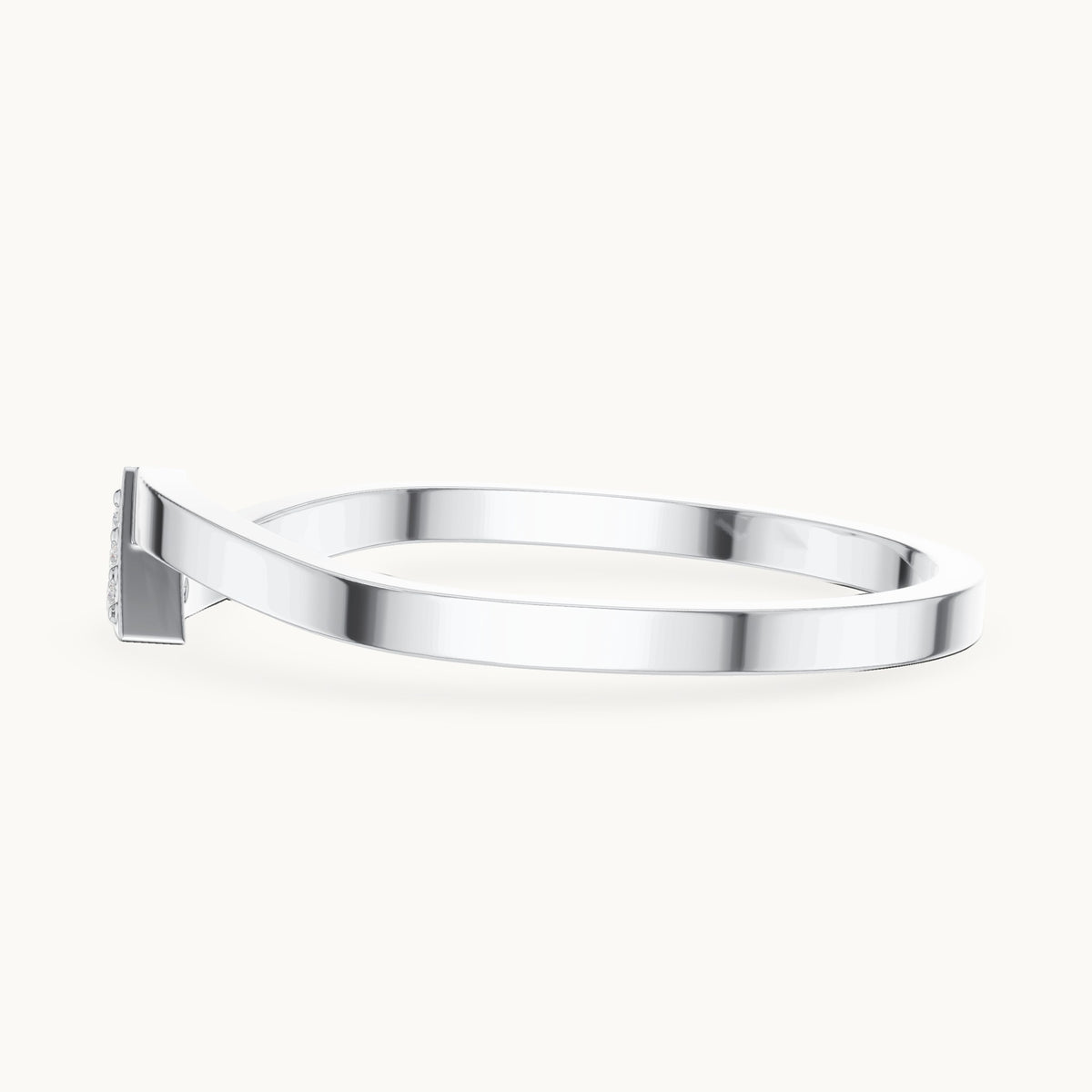 Round lab-grown diamond triangle stackable ring in white gold, 0.018 CT TW, view 3