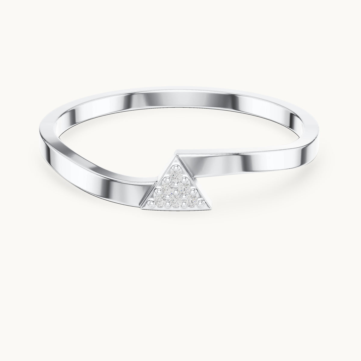 Round lab-grown diamond triangle stackable ring in white gold, 0.018 CT TW, view 4