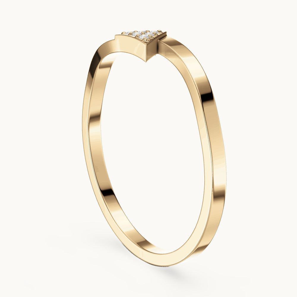 Round lab-grown diamond triangle stackable ring in yellow gold, 0.018 CT TW, view 1