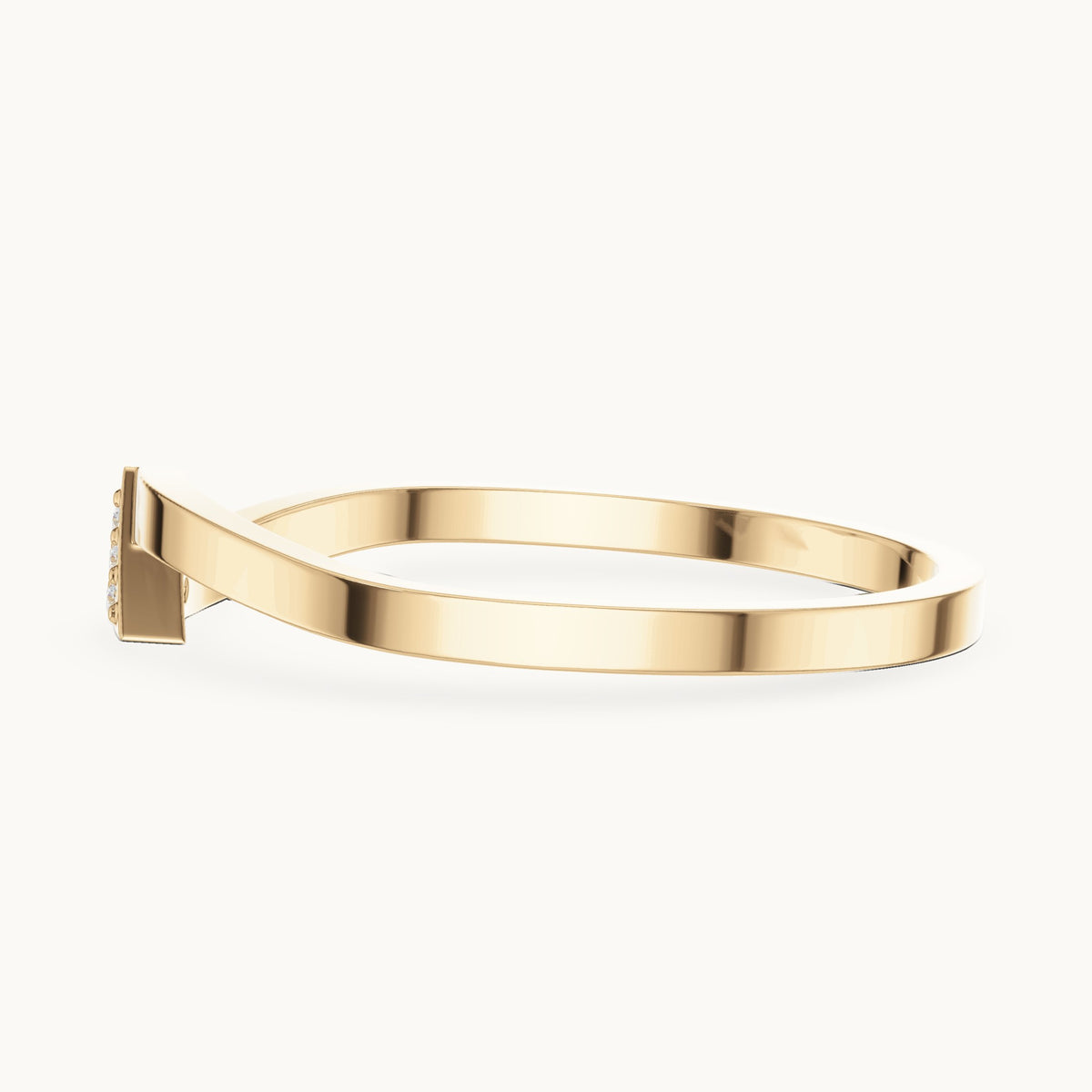 Round lab-grown diamond triangle stackable ring in yellow gold, 0.018 CT TW, view 3