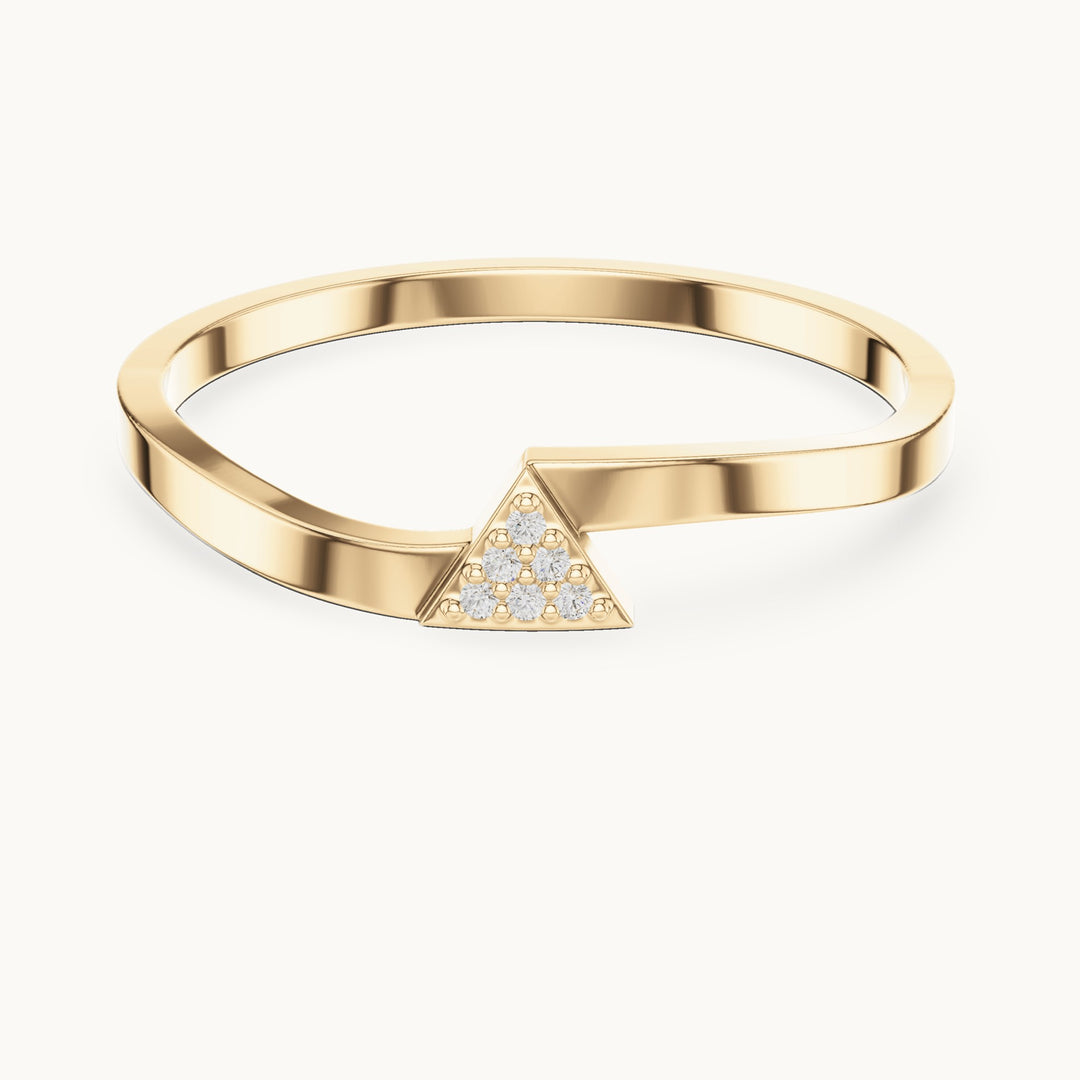Round lab-grown diamond triangle stackable ring in yellow gold, 0.018 CT TW, view 4