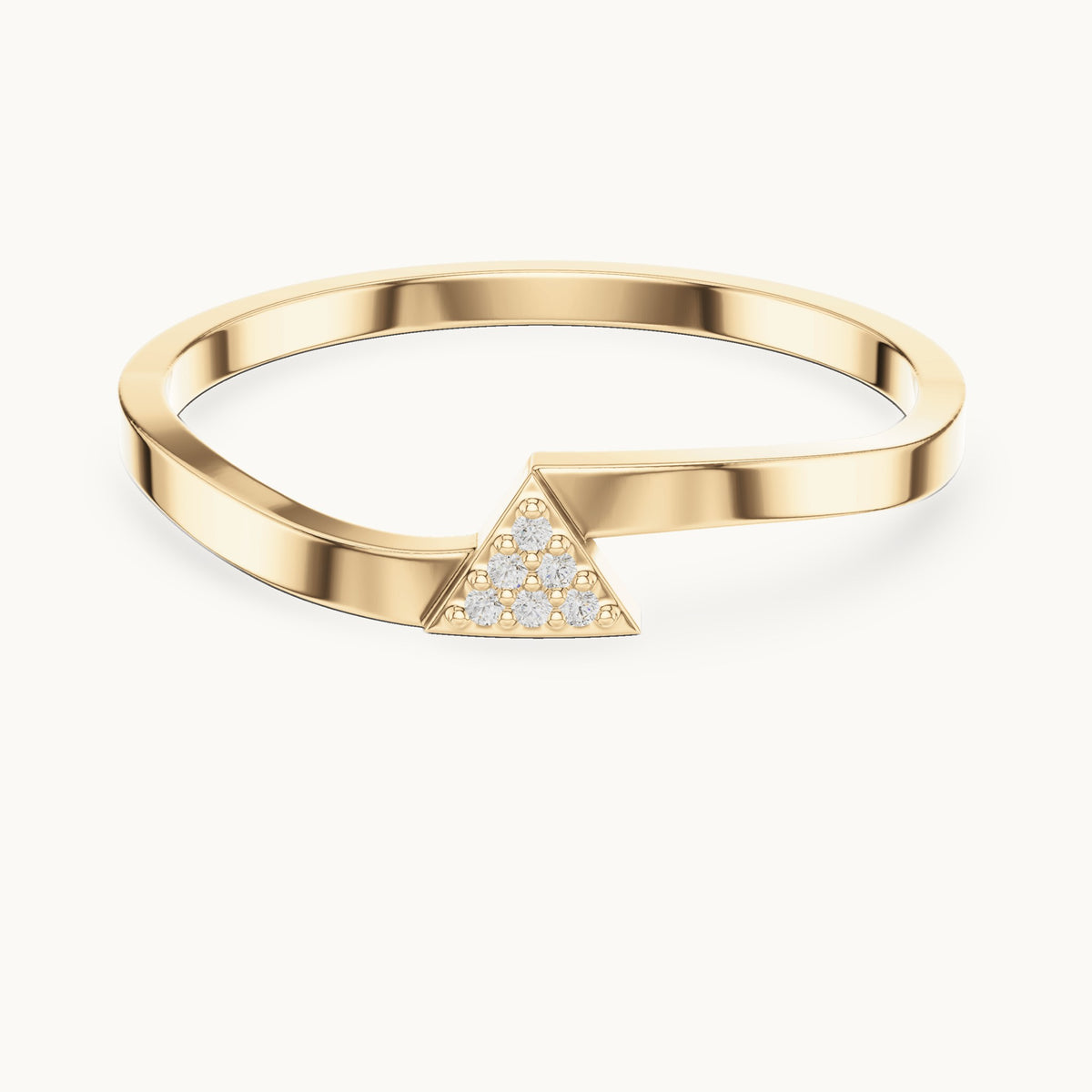 Round lab-grown diamond triangle stackable ring in yellow gold, 0.018 CT TW, view 4