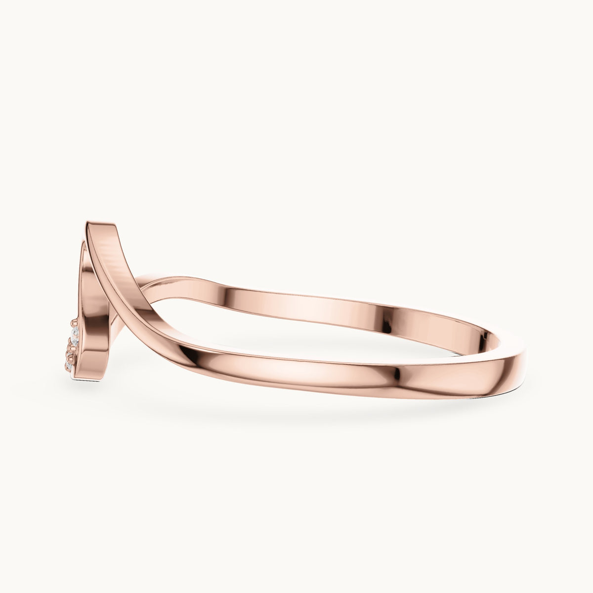 Round lab-grown diamond wave stackable ring in rose gold, 0.016 CT TW, view 3