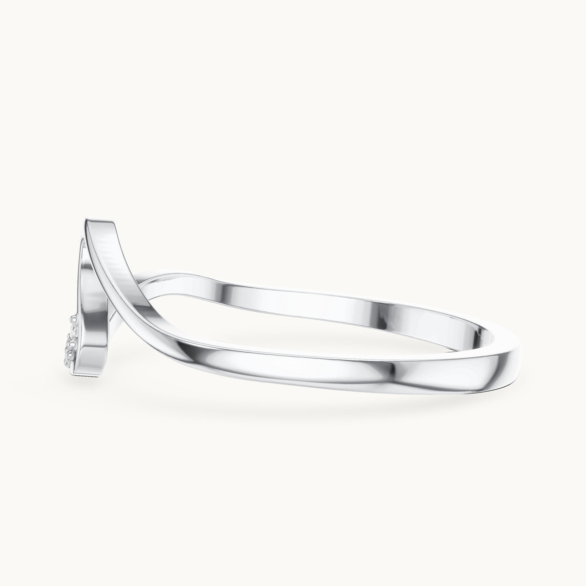 Round lab-grown diamond wave stackable ring in white gold, 0.016 CT TW, view 3