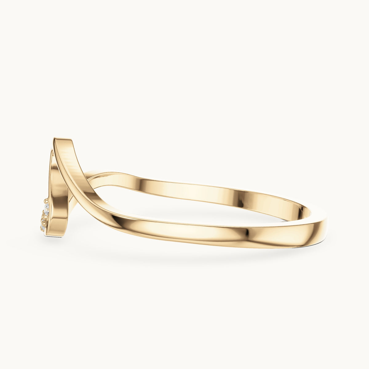 Round lab-grown diamond wave stackable ring in yellow gold, 0.016 CT TW, view 3
